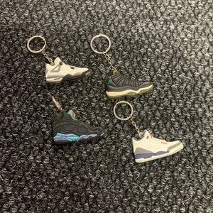 Air Jordan Retro 3 4 7 & 11 Rubber Sneaker Keychain Bundle Set